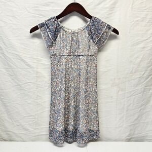Sweet Butterfly Floral Mesh Dress Girl S 7/8 White Pink Blue Flutter Sleeve Boho